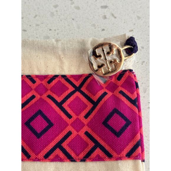 Tory Burch Pink and Cream small fabric Bag Gold Emblem - Picture 3 of 4